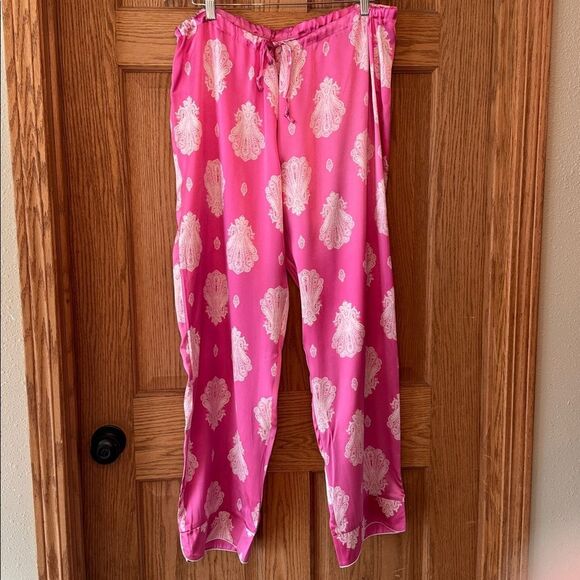 BEDHEAD PAJAMAS 100% Silk Pink & White Paisley Long Sleeve Matching Pajama Set - Picture 7 of 14